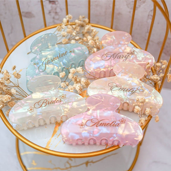 Customized Name Holo Hairclip Hairclaw | Brides Gift Wedding Souvenir Personalised Custom