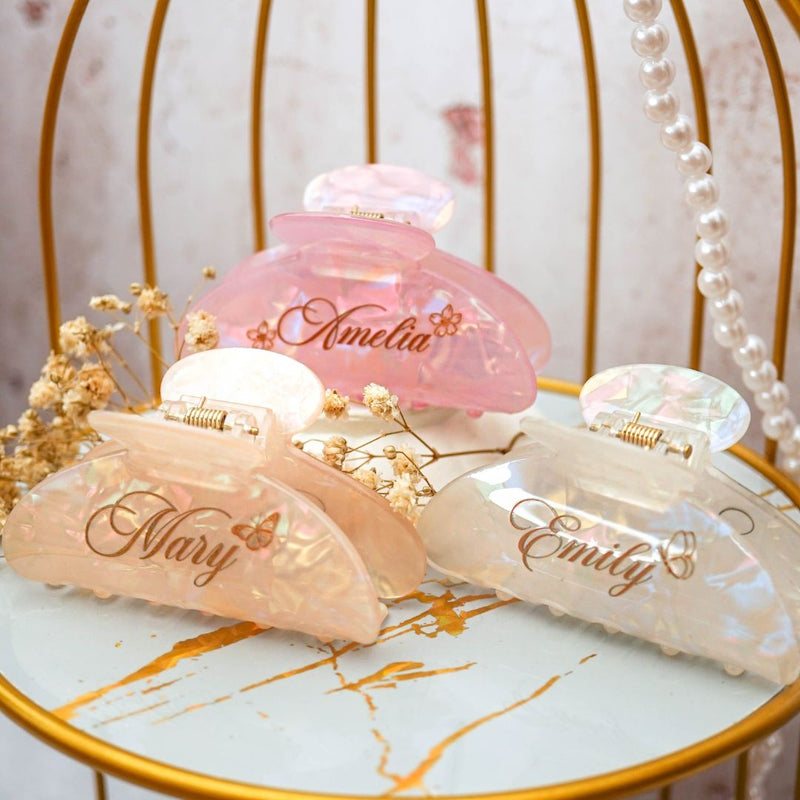 Customized Name Holo Hairclip Hairclaw | Brides Gift Wedding Souvenir Personalised Custom