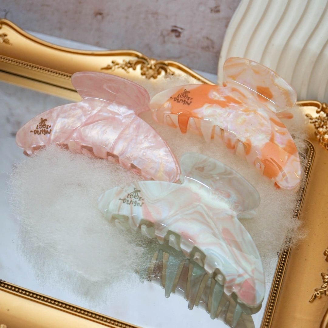 CHARM MARBLE Long Hair Claw Removable Add Ons - Personalised Name