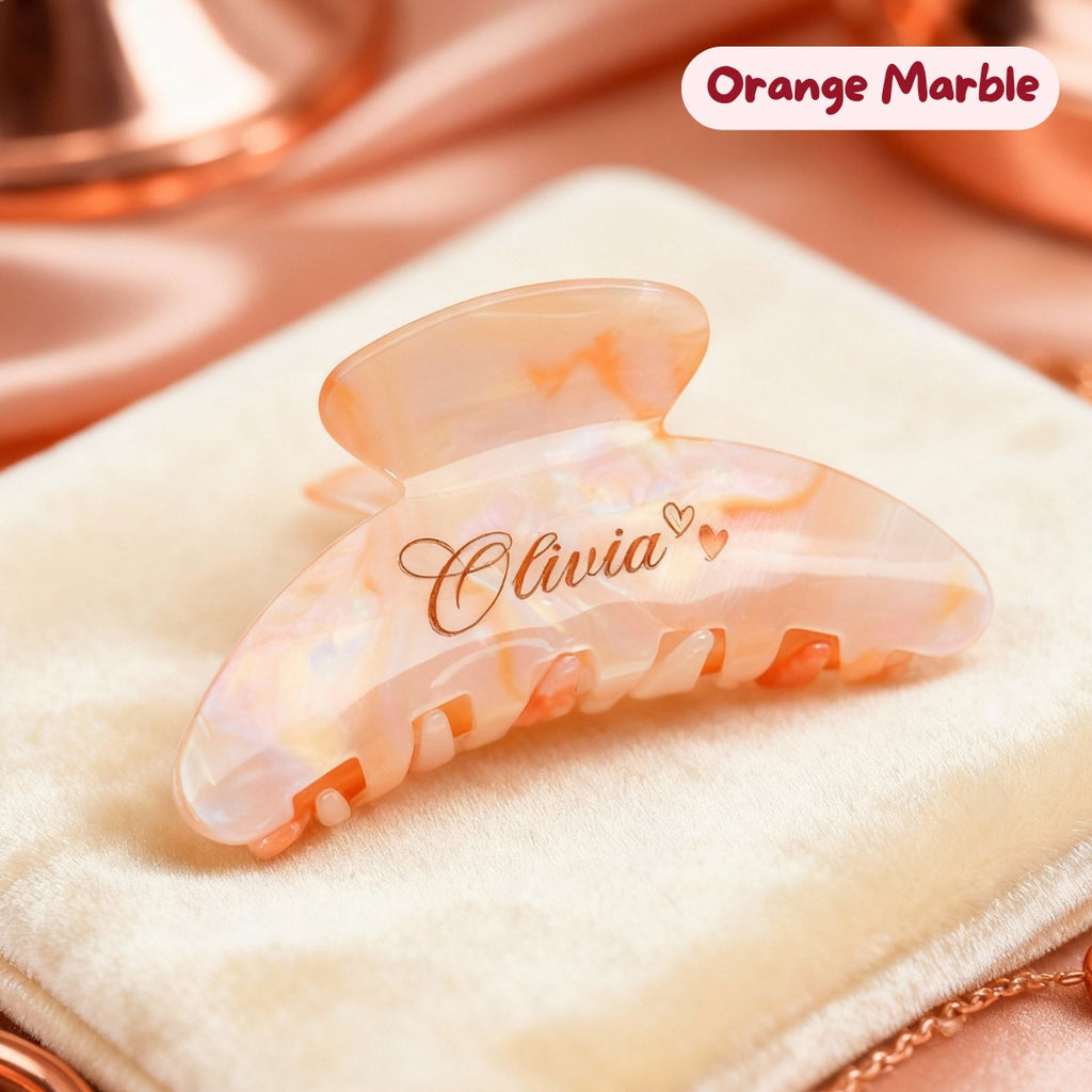 MARBLE Long Hair Claw Clip - Personalised Name