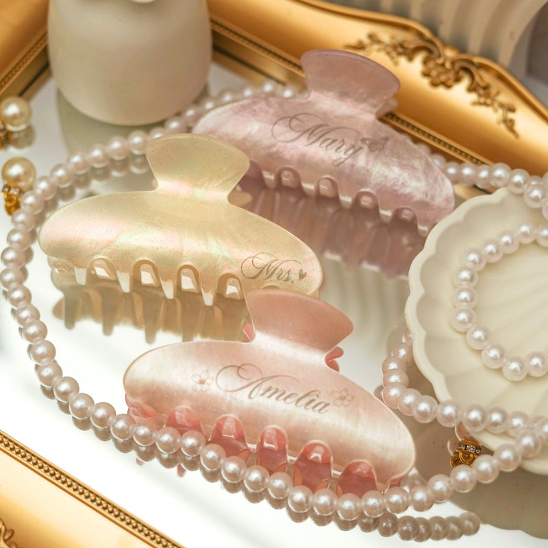 Customized Name Pearl Hairclip Hairclaw | Brides Gift Wedding Souvenir Personalised Custom