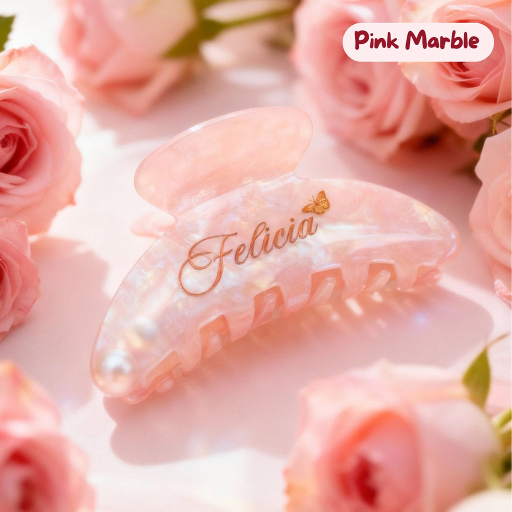 MARBLE Long Hair Claw Clip - Personalised Name