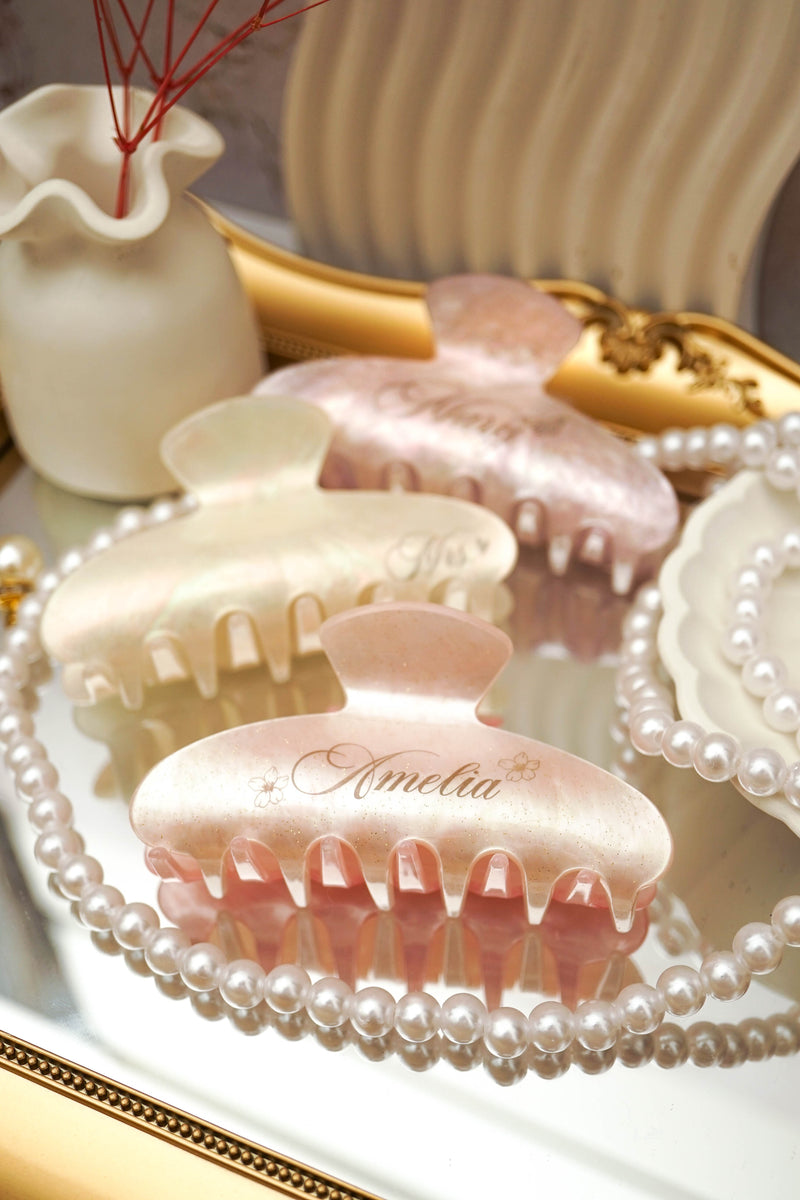Customized Name Pearl Hairclip Hairclaw | Brides Gift Wedding Souvenir Personalised Custom