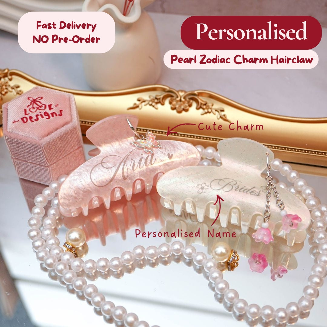 CHARM PEARL Hair Claw Removable Add Ons - Personalised Name