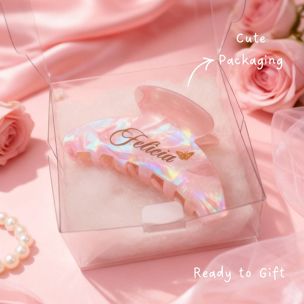 CHARM MARBLE Long Hair Claw Removable Add Ons - Personalised Name