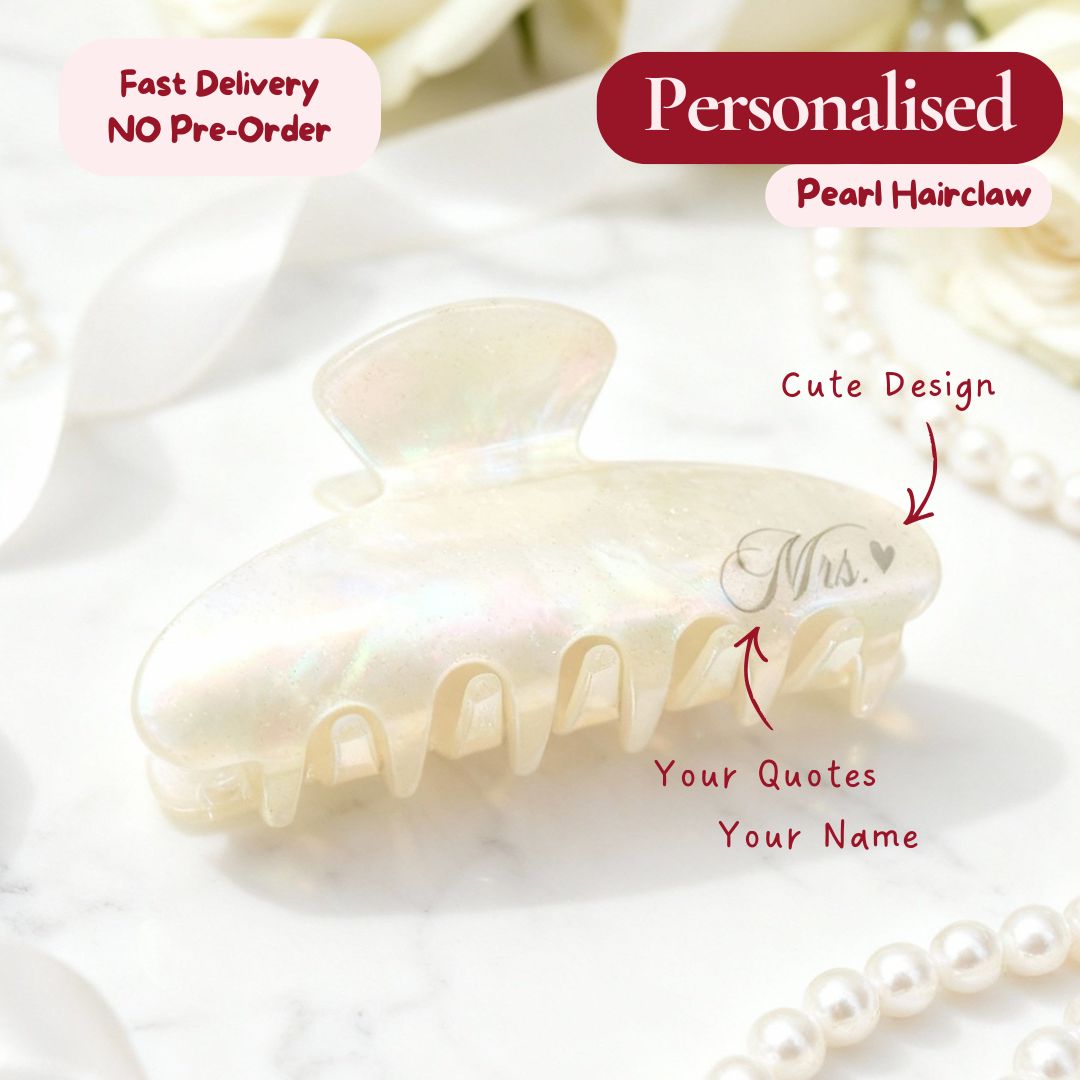 PEARL Hair Claw Clip - Personalised Name