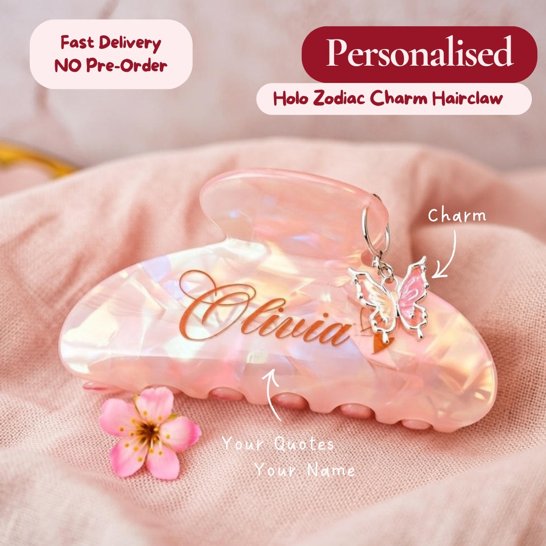 CHARM HOLO Hair Claw Removable Add Ons - Personalised Name