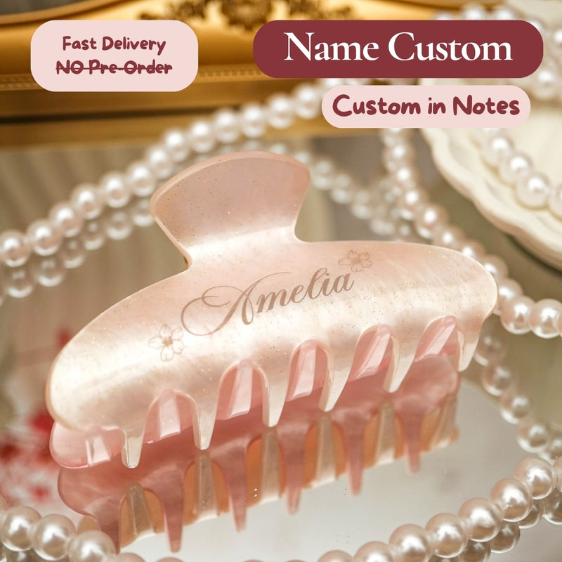 Customized Name Pearl Hairclip Hairclaw | Brides Gift Wedding Souvenir Personalised Custom