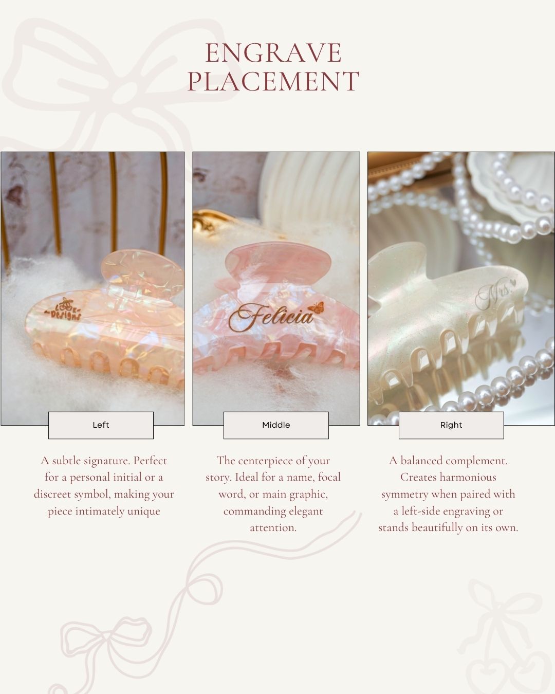 MARBLE Long Hair Claw Clip - Personalised Name